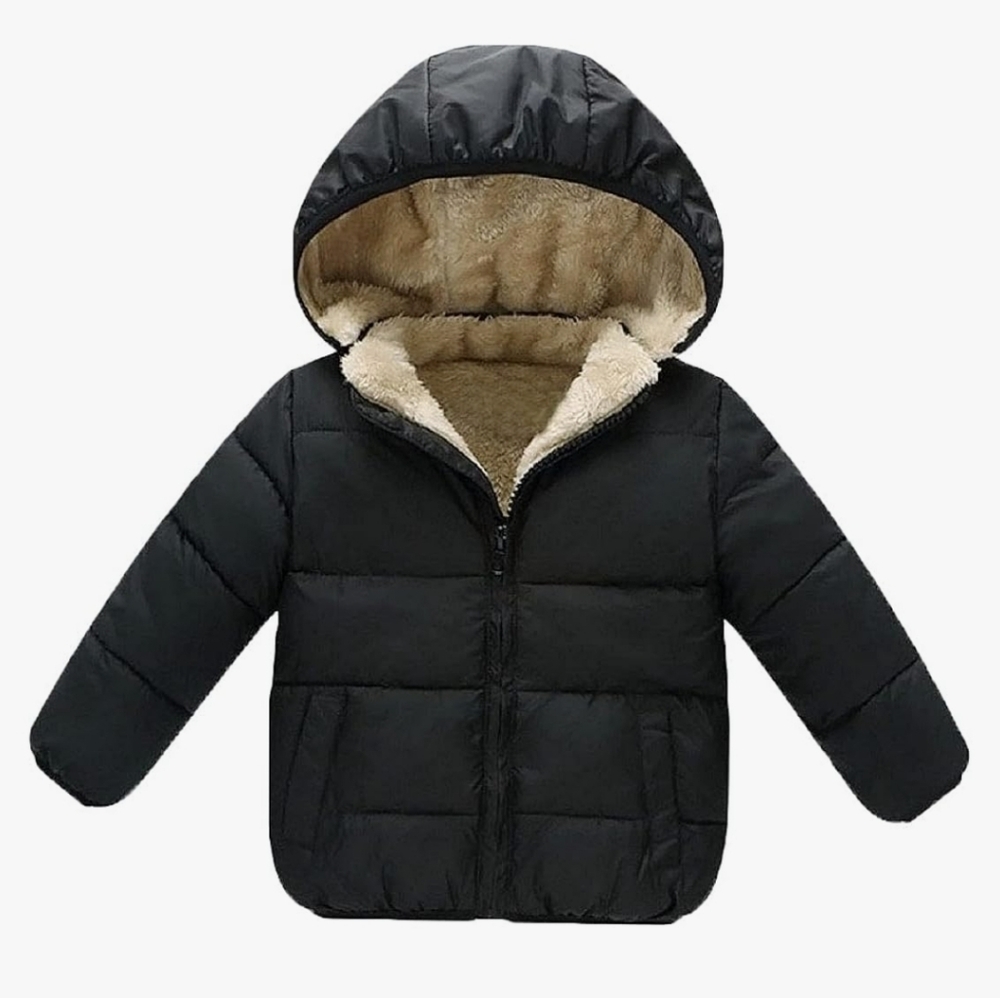 Black puffer kids jacket, detachable hood, soft lining 2-3T boy, girl winter